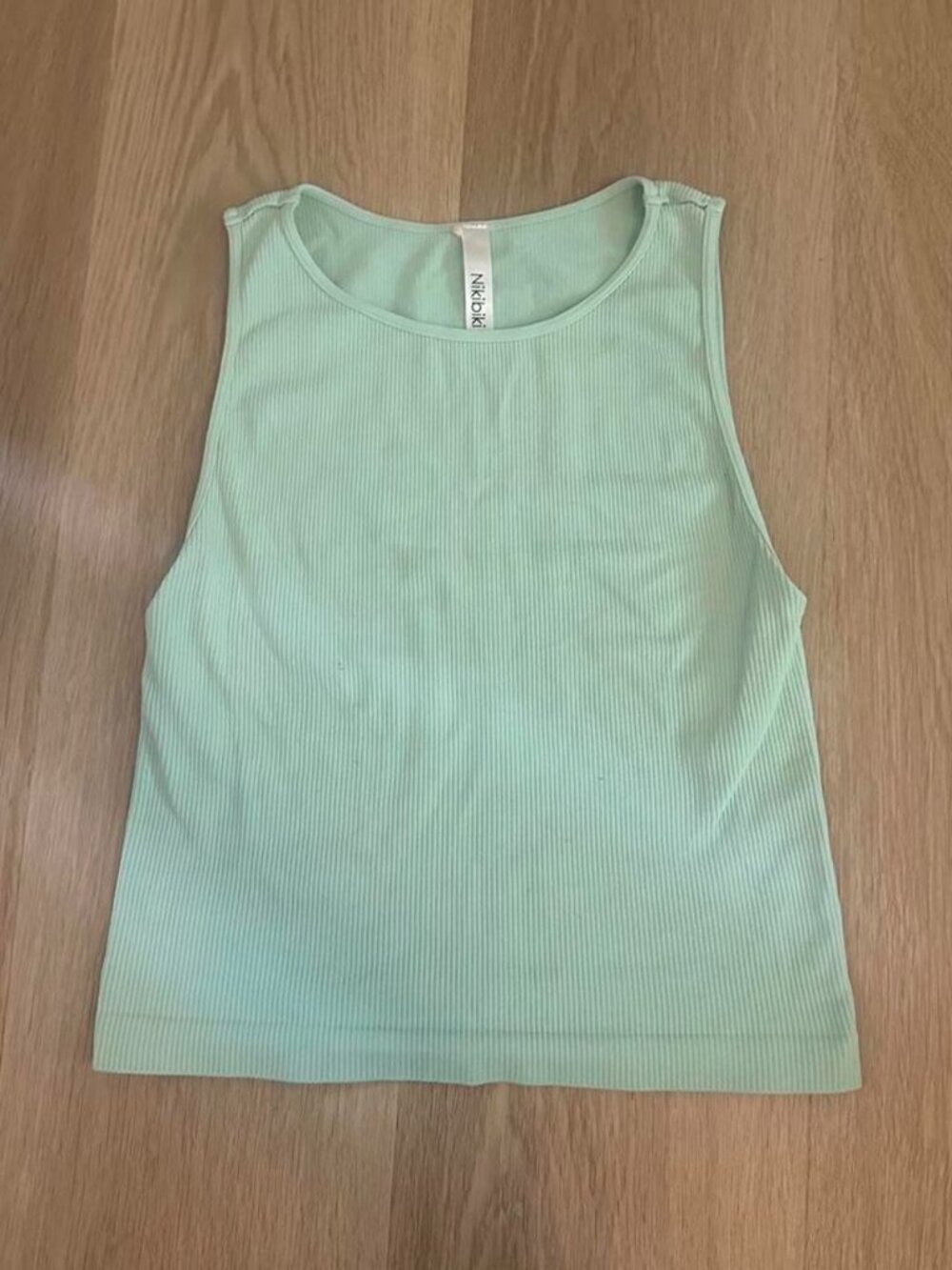 Mint Green Ribbed Tank Top Sleeveless Basic Tee